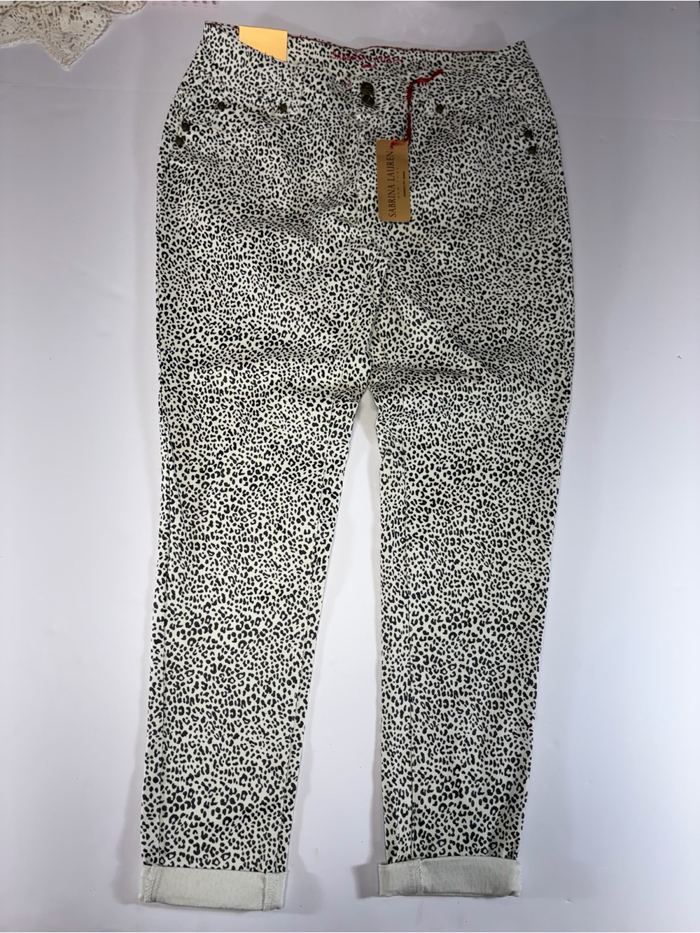 NWT Sabrina Lauren NY Leopard Print Skinny Ankle Jeans 14W MSRP $72